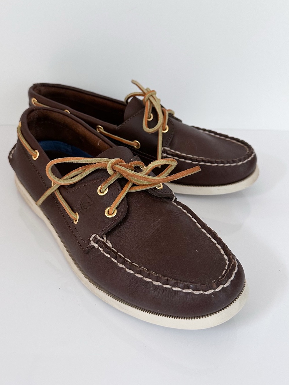 Sperry Top-Sider Authentic Prep Original 2-Eye Boat Shoes Men's 9 Brown Leather